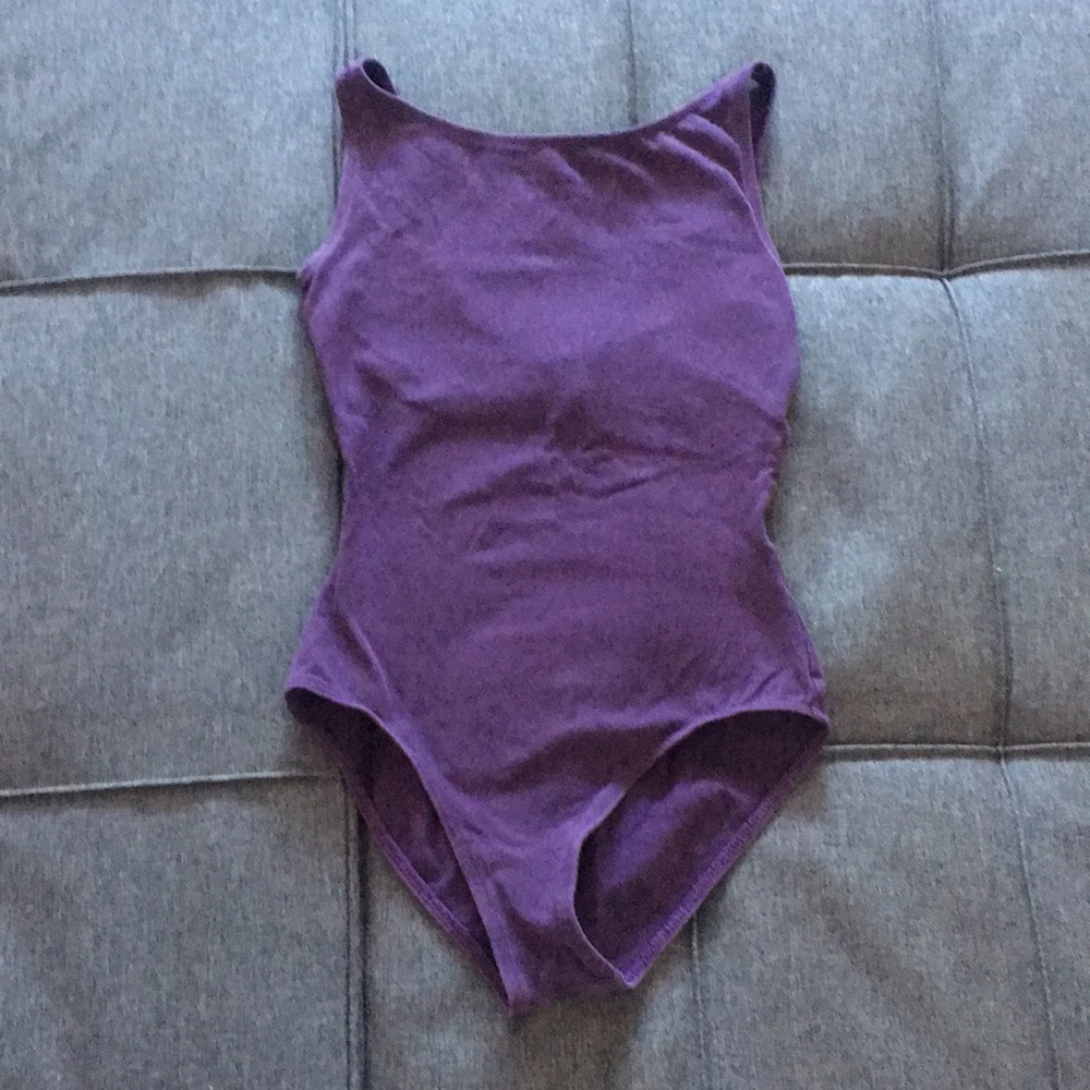 Purple Cotton Boatneck Natalie Leotard